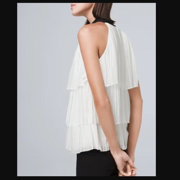 *marks* White House Black Market Bow-Neck Pleated Blouse | Size 4 - Picture 3 of 13